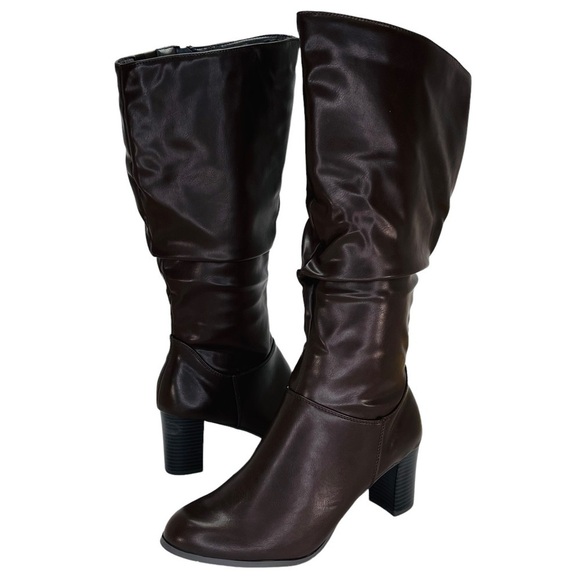 Easy Street Tessla Dark Brown Faux Leather Knee High Womens Boots Size 10W - Picture 9 of 10